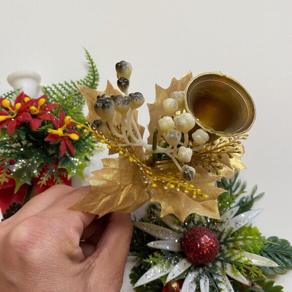 Vintage Christmas Corsages Pretty Foil Leaves Baubles Pine Cones Bells - Picture 4 of 7